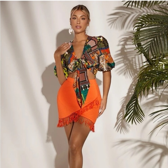 Dresses & Skirts - Gorgeous Boho Tassel Orange Skirt